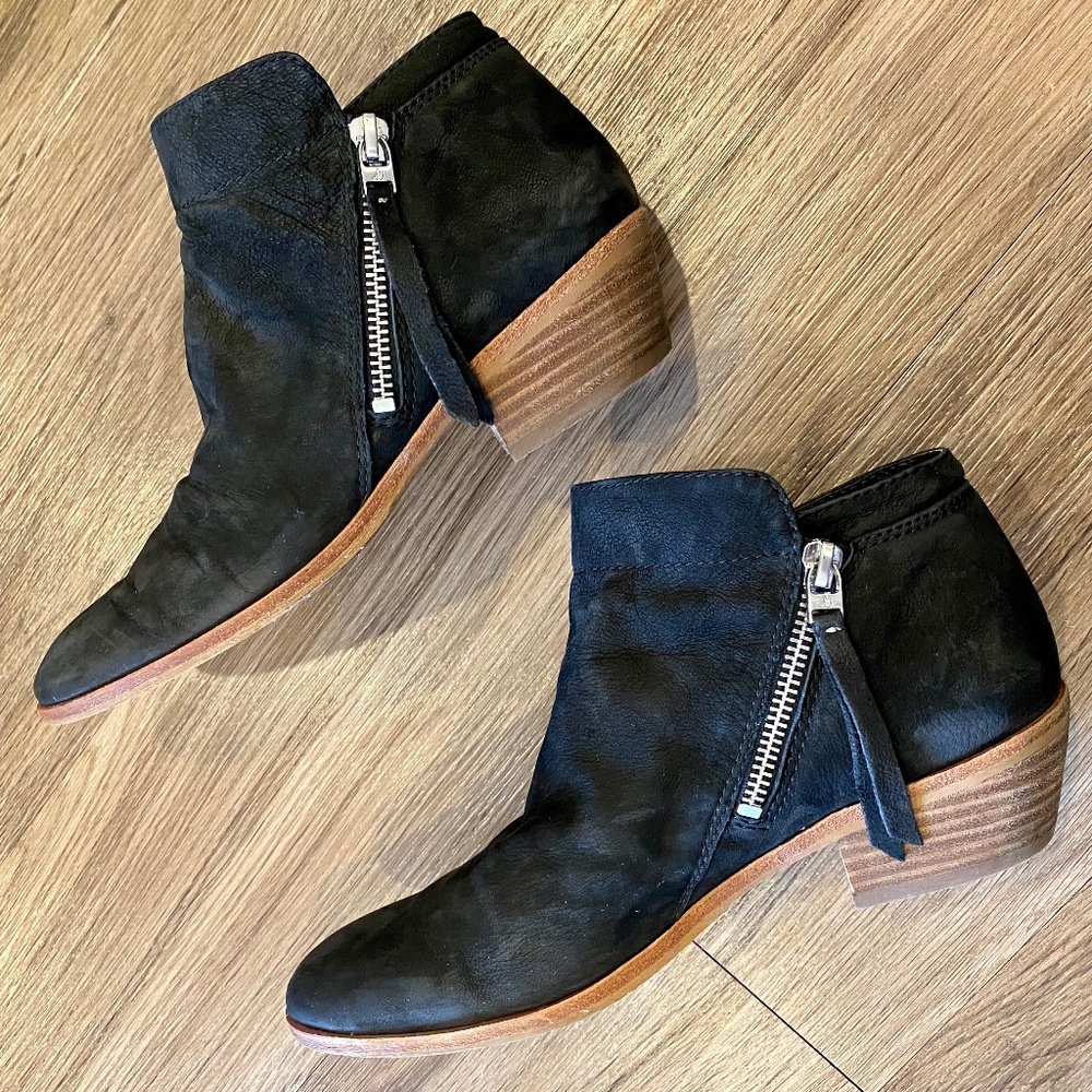 EUC Sam Edelman Packer Side-Zipped Ankle Boots/Booties Black Size 7.5M MSRP $130